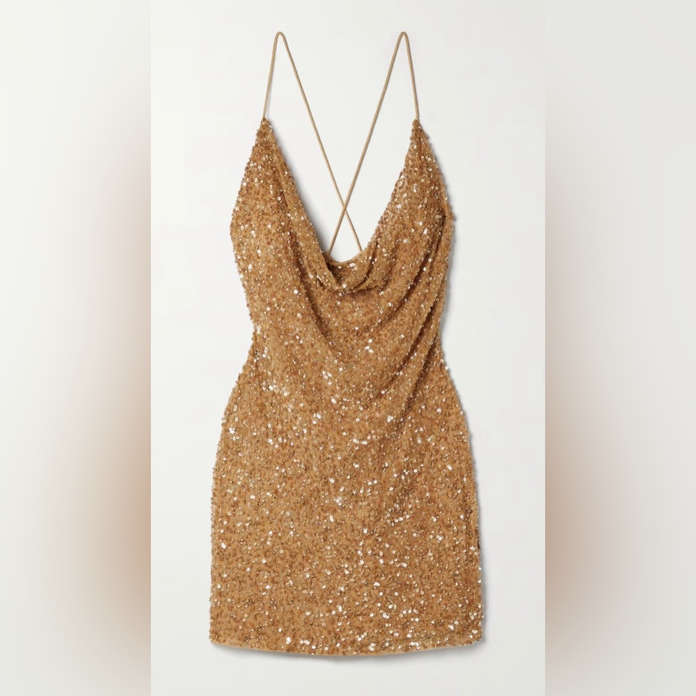 Embelished Gold Mini Dress - Picture 2 of 3